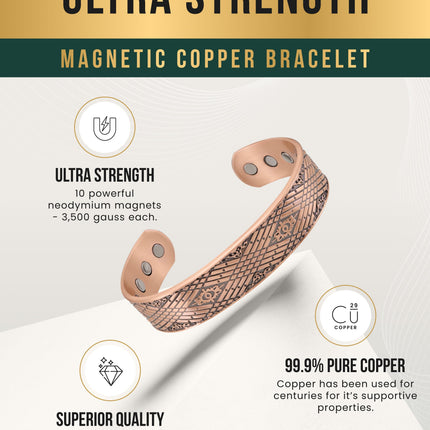 Stamped Celtic Mist Magnetic Copper Bracelet Cuff for Men
