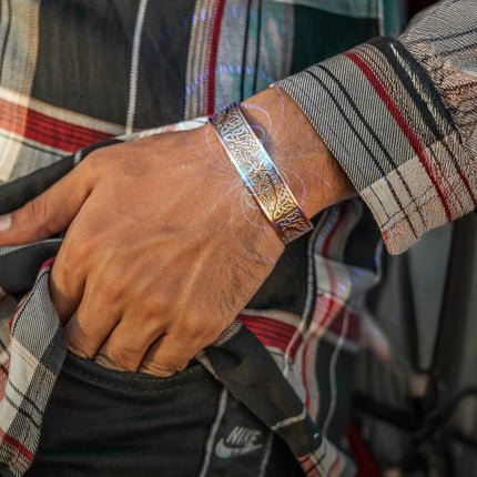 Stamped Irish Tree Magnetic Copper Bracelet Cuff for Men