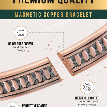 Stamped Native Magnetic Copper Bracelet Cuff for Men