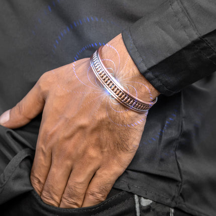 Stamped Native Magnetic Copper Bracelet Cuff for Men