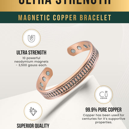Stamped Native Magnetic Copper Bracelet Cuff for Men