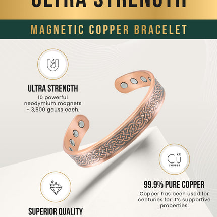 Stamped Shielded Knot Magnetic Copper Bracelet Cuff for Men