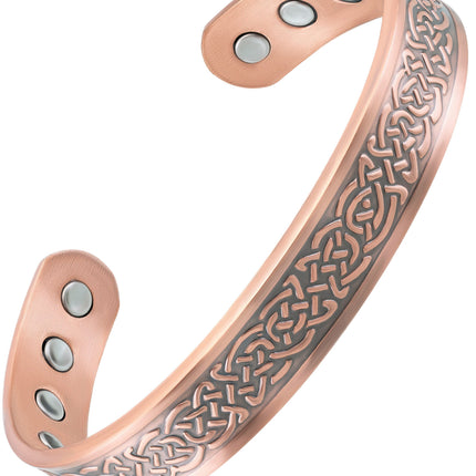 Stamped Shielded Knot Magnetic Copper Bracelet Cuff for Men