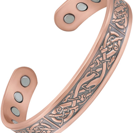 Stamped Viking Magnetic Copper Bracelet Cuff for Men