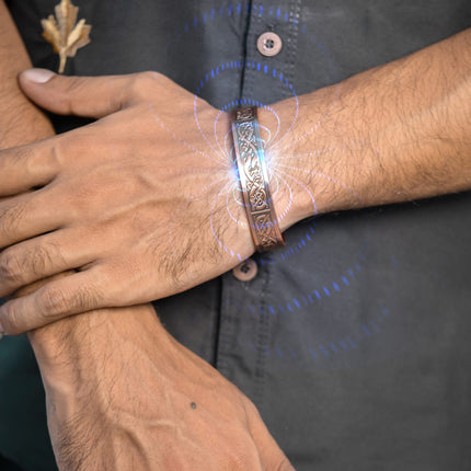 Stamped Viking Magnetic Copper Bracelet Cuff for Men
