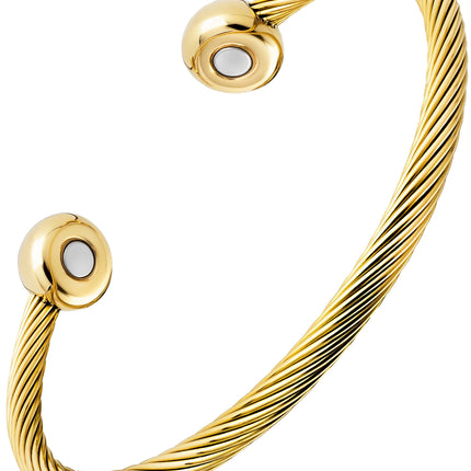 Twisted Cable Magnetic Bracelet Cuff (Gold)