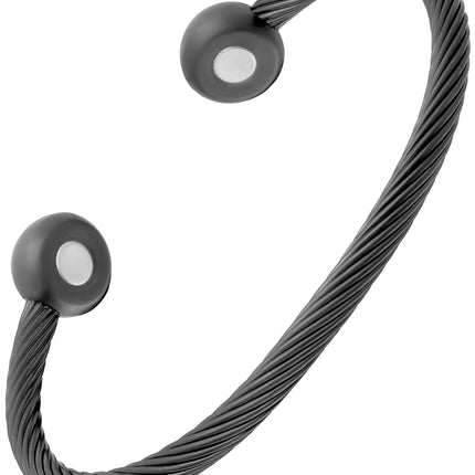 Twisted Cable Magnetic Bracelet Cuff (Gunmetal)
