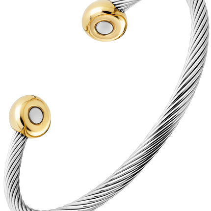 Twisted Cable Magnetic Bracelet Cuff (Silver & Gold)