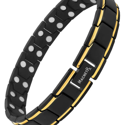 Ultra Strength Black & Gold Trim Magnetic Therapy Bracelet