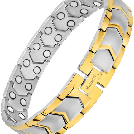 Ultra Strength Silver & Gold Arrow Chain Magnetic Therapy Bracelet
