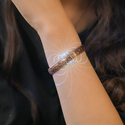 Women’s Floral Style Copper Magnetic Therapy Bracelet Bangle