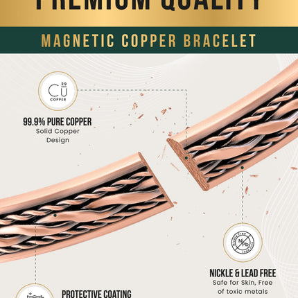 Women’s Inlay Copper Wire Magnetic Therapy Bracelet Bangle