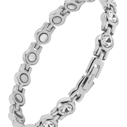Women's Silver Crystal Magnetic Therapy Bracelet