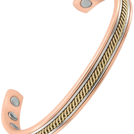 Women’s Twisted Inlay Copper Magnetic Therapy Bracelet Bangle