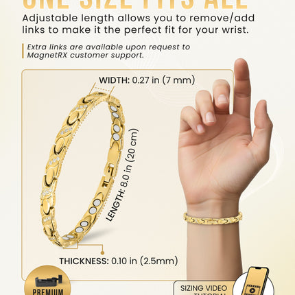 Women's Ultra Strength Magnetic Bracelet Crystal XO (Gold)