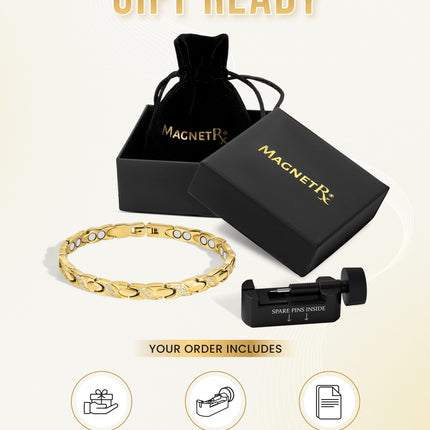 Women's Ultra Strength Magnetic Bracelet Crystal XO (Gold)