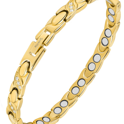 Women's Ultra Strength Magnetic Bracelet Crystal XO (Gold)