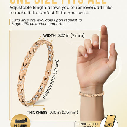 Women's Ultra Strength Magnetic Bracelet Crystal XO (Rose Gold)