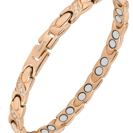 Women's Ultra Strength Magnetic Bracelet Crystal XO (Rose Gold)
