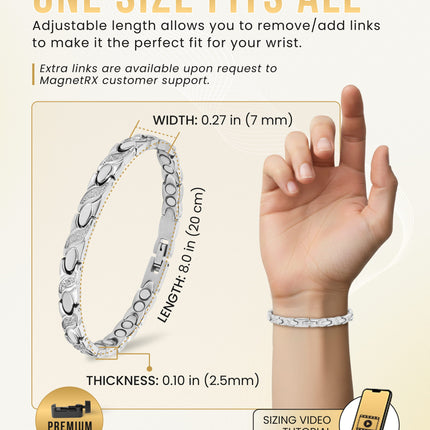Women's Ultra Strength Magnetic Bracelet Crystal XO (Silver)