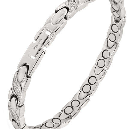 Women's Ultra Strength Magnetic Bracelet Crystal XO (Silver)