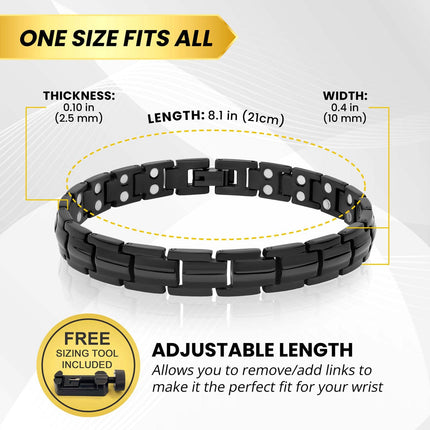 Women's Ultra Strength Magnetic Therapy Bracelet Black Titanium