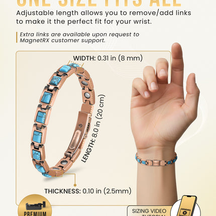 Women's Ultra Strength Pure Copper Magnetic Bracelet (Classic Turquoise)
