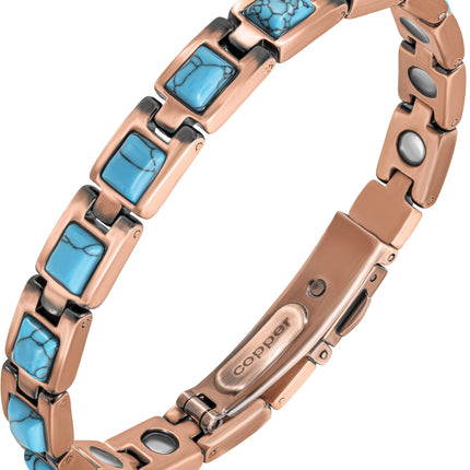 Women's Ultra Strength Pure Copper Magnetic Bracelet (Classic Turquoise)