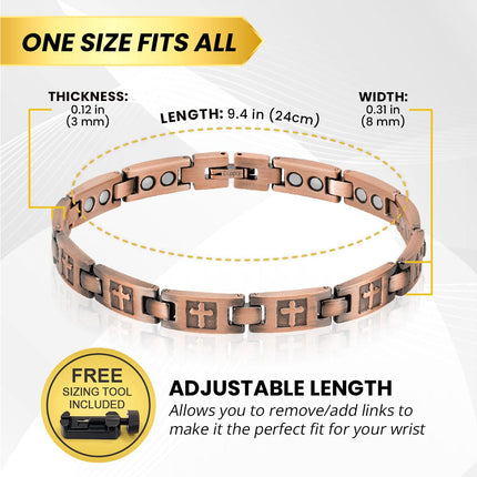 Women’s Ultra Strength Pure Copper Magnetic Bracelet (Cross)