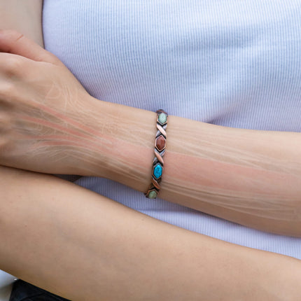 Women's Ultra Strength Pure Copper Magnetic Bracelet (Mixed Stones)