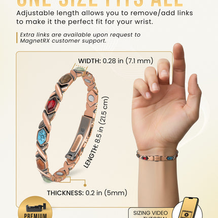 Women's Ultra Strength Pure Copper Magnetic Bracelet (Mixed Stones)