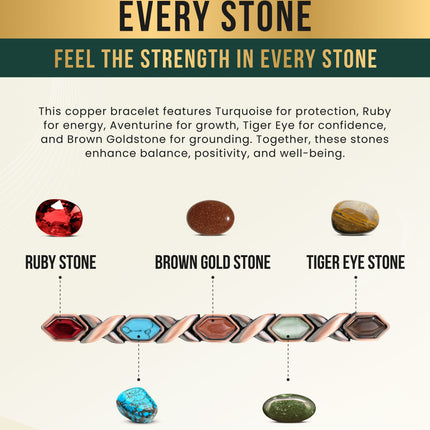 Women's Ultra Strength Pure Copper Magnetic Bracelet (Mixed Stones)