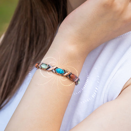 Women's Ultra Strength Pure Copper Magnetic Bracelet (Mixed Stones)