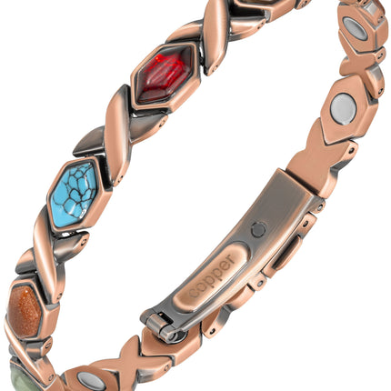 Women's Ultra Strength Pure Copper Magnetic Bracelet (Mixed Stones)