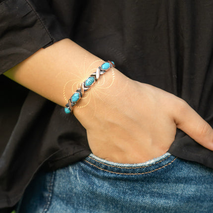 Women's Ultra Strength Pure Copper Magnetic Bracelet (Turquoise XO)