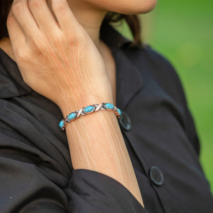 Women's Ultra Strength Pure Copper Magnetic Bracelet (Turquoise XO)