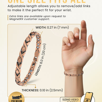 Women’s Ultra Strength Pure Copper Magnetic Therapy Bracelet (XO)