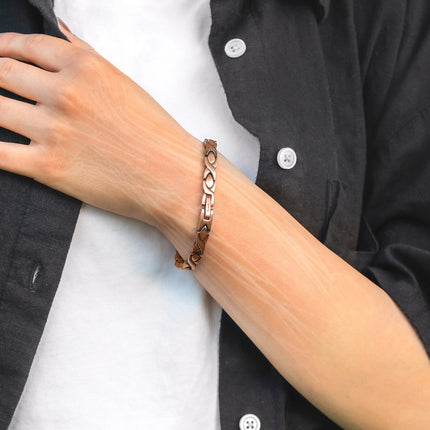 Women’s Ultra Strength Pure Copper Magnetic Therapy Bracelet (XO)
