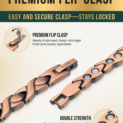 Women’s Ultra Strength Pure Copper Magnetic Therapy Bracelet (XO)