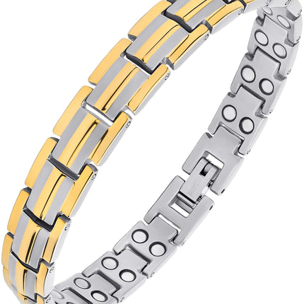 Women's Ultra Strength Silver & Gold Titanium Magnetic Bracelet