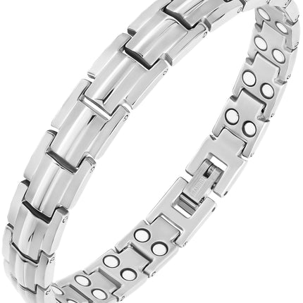Women's Ultra Strength Silver Titanium Magnetic Therapy Bracelet