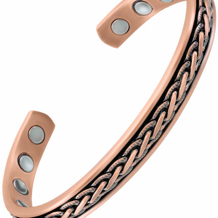 Woven Inlay Copper Magnetic Therapy Bracelet Bangle for Men & Women