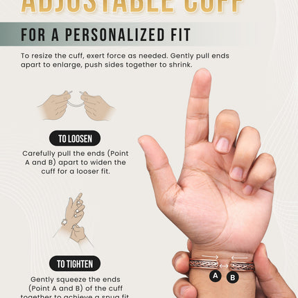 Woven Inlay Copper Magnetic Therapy Bracelet Bangle for Men & Women