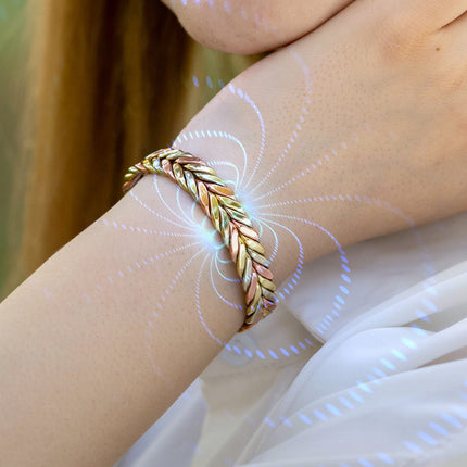Woven Tri-Tone Magnetic Therapy Bracelet Cuff