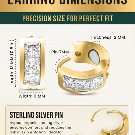 Crystal Magnetic Therapy Earrings for Women (Gold)