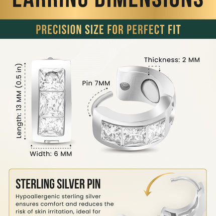 Crystal Magnetic Therapy Earrings for Women (Silver)