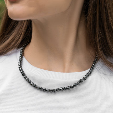 Magnetic Hematite Necklace (6mm Faceted Beads)