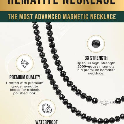 Magnetic Hematite Necklace (6mm Faceted Beads)