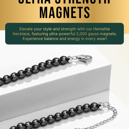 Magnetic Hematite Necklace (6mm Faceted Beads)
