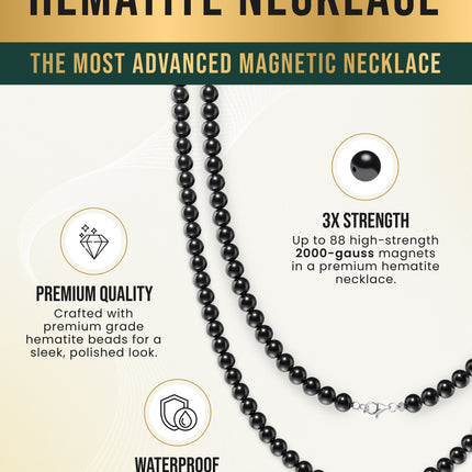 Magnetic Hematite Necklace (6mm Round Beads)
